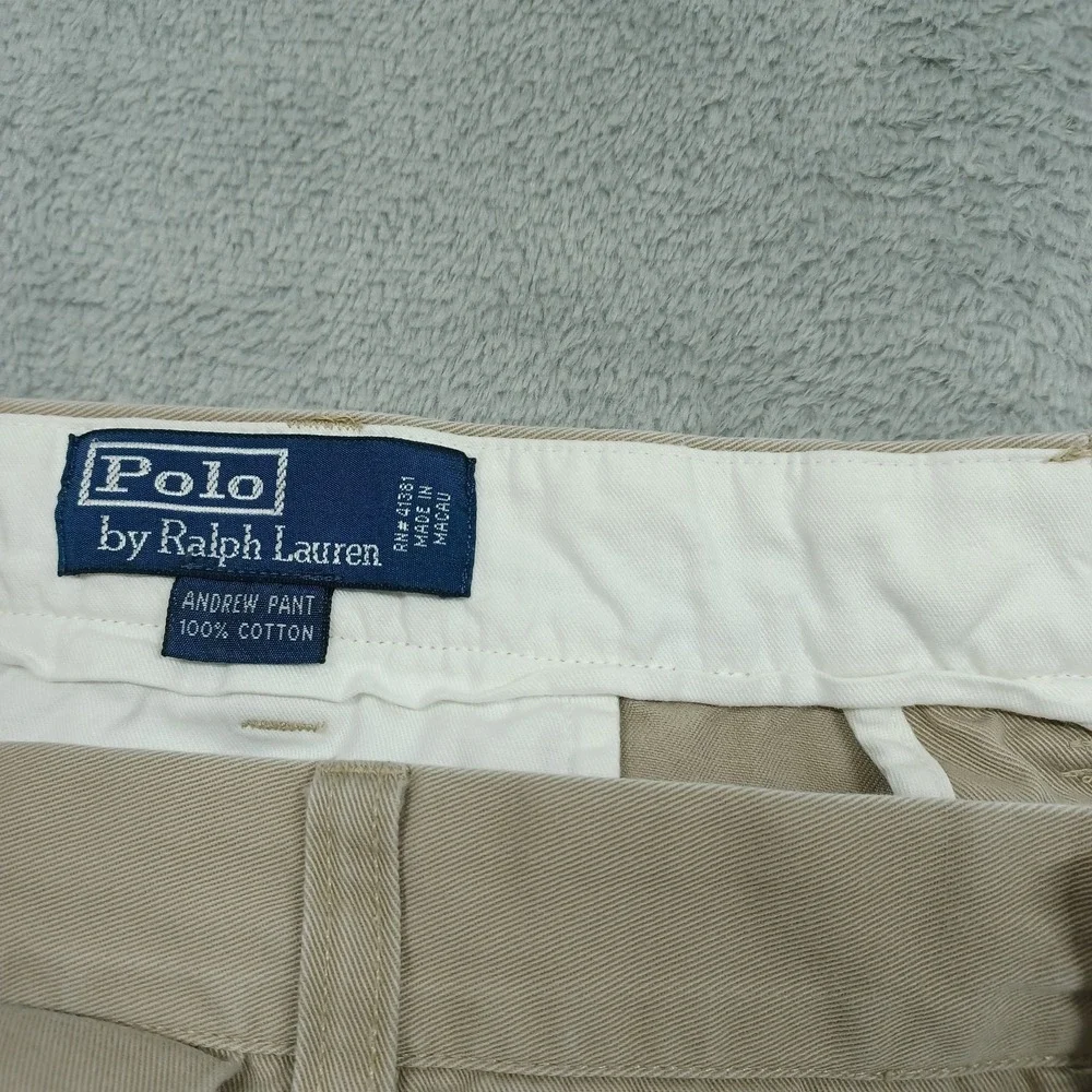 Polo Ralph Lauren Pants Mens 38x29 Brown Andrew Fit Cotton Preppy Chino‎ Pleated